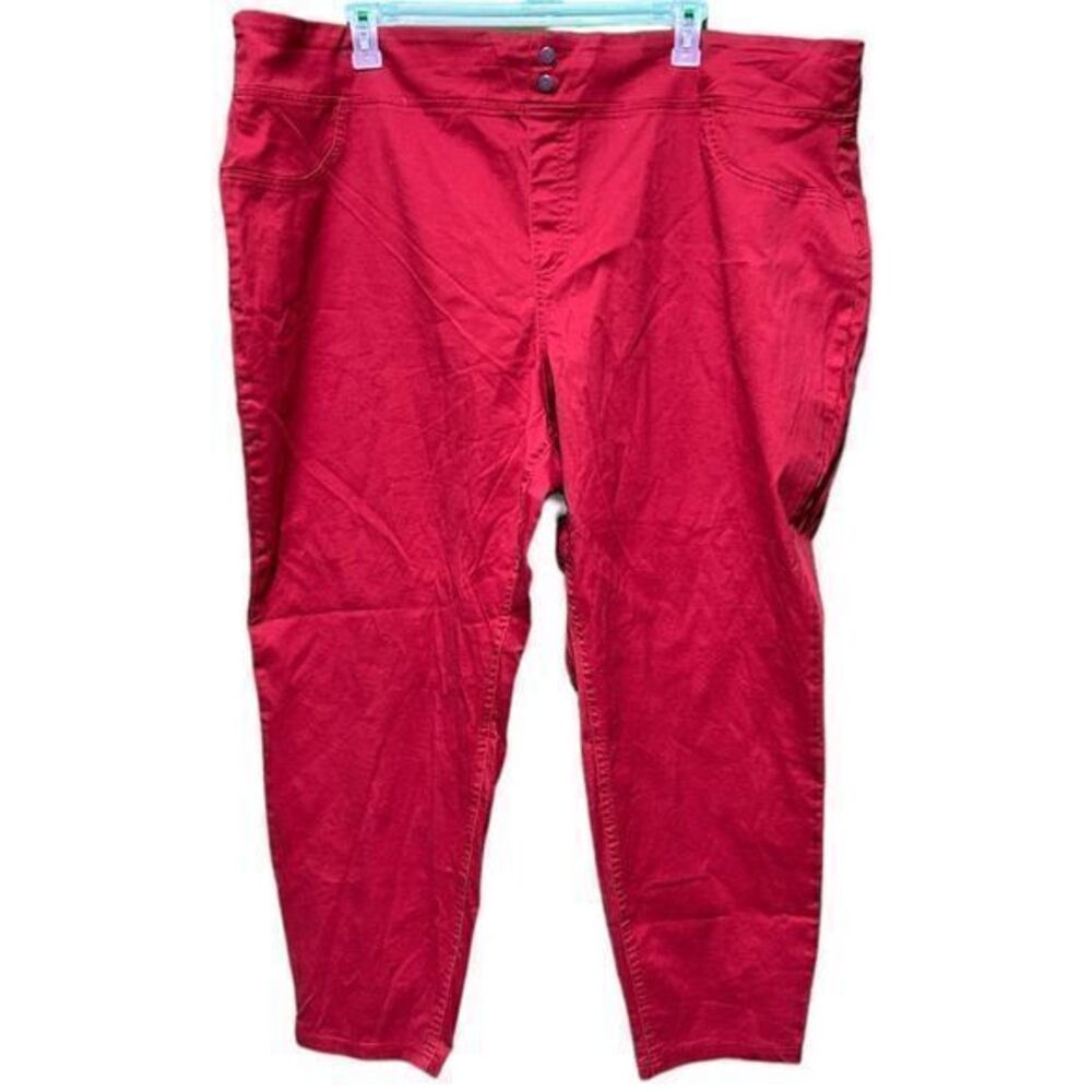 St John's Bay Mid Rise Straight Leg Pull On Jeans Reddish Orange‎ Plus Size 30